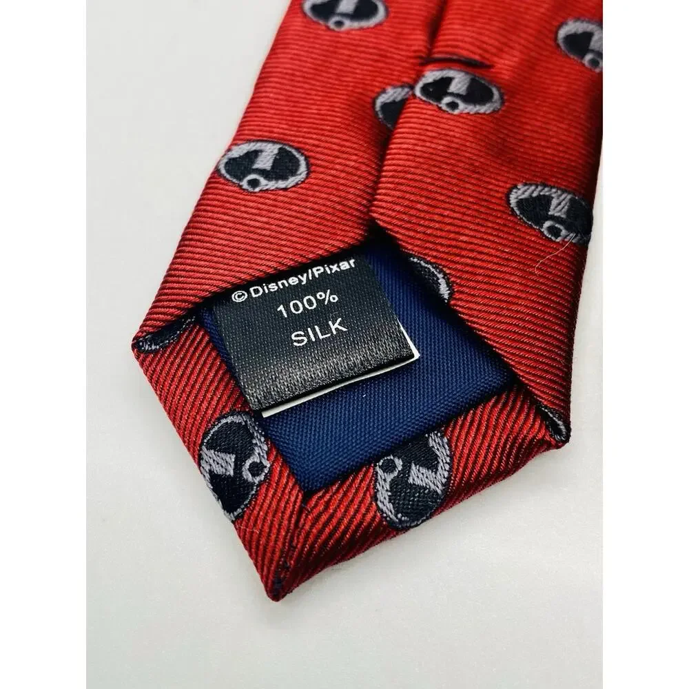Disney Pixar The Incredibles Logo Red Men's 100% Silk Tie, All Over Print